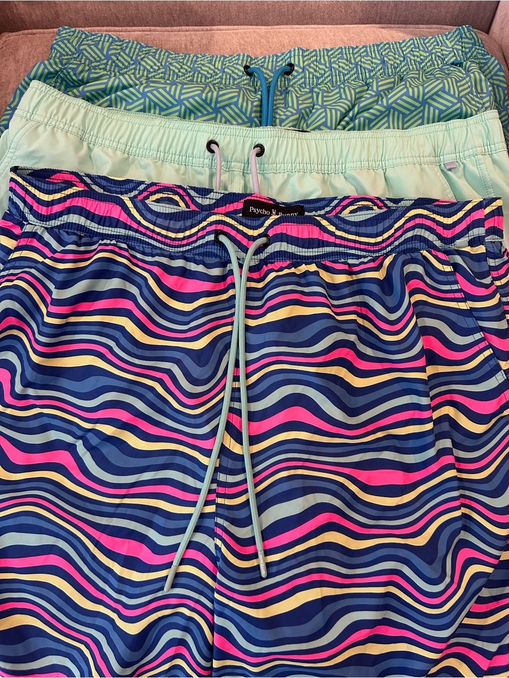 Psycho Bunny men’s tall swim trunks lot swirl geometric 1XLT